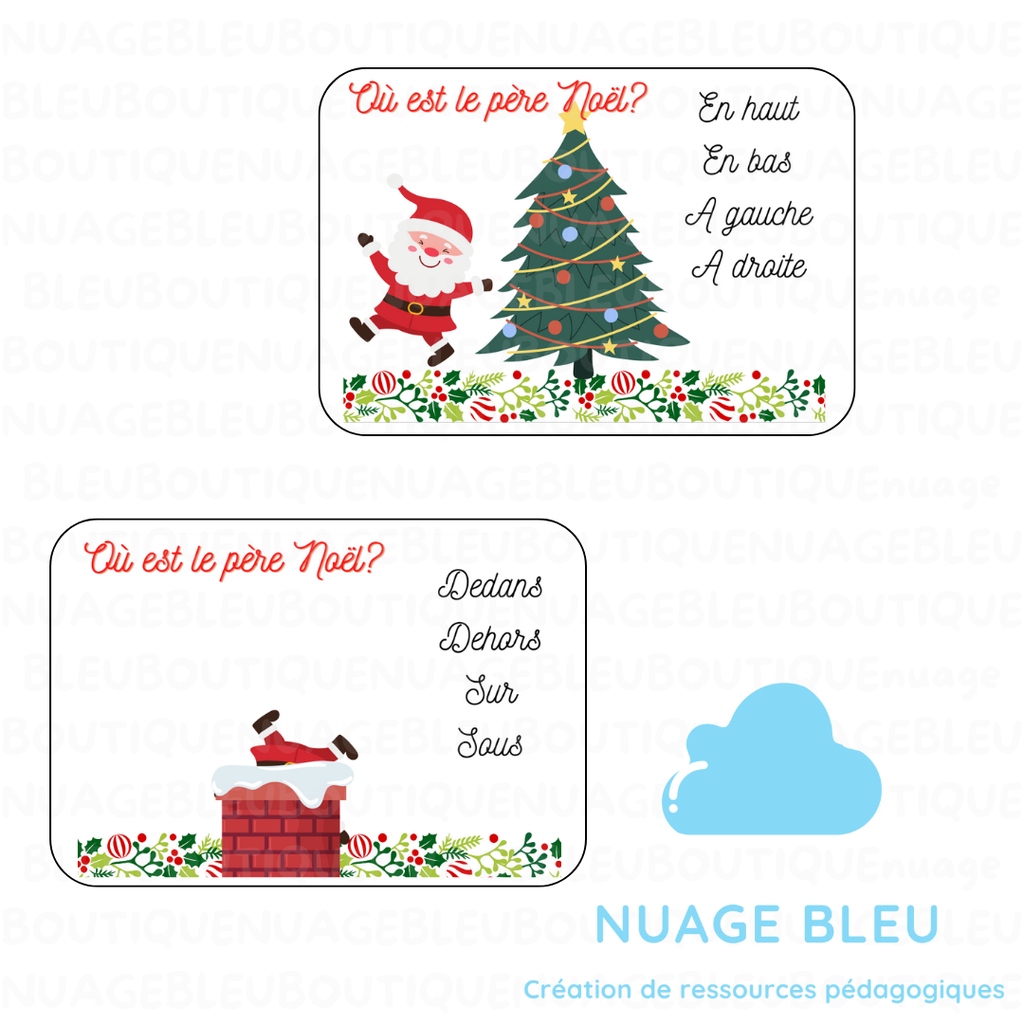 Cartes repérage spatial de Noël